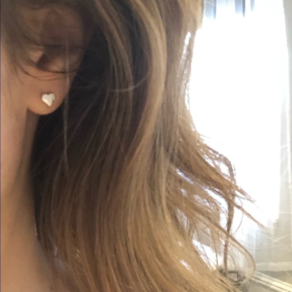 Gold or Silver Dainty Heart Earrings Gift for Her - Picture 7 of 8